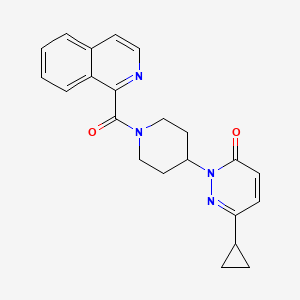 molecular formula C22H22N4O2 B2399972 6-Cyclopropyl-2-[1-(isoquinoline-1-carbonyl)piperidin-4-yl]pyridazin-3-one CAS No. 2310127-09-2