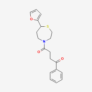 molecular formula C19H21NO3S B2399977 1-(7-(呋喃-2-基)-1,4-噻吩-4-基)-4-苯基丁烷-1,4-二酮 CAS No. 1705252-50-1