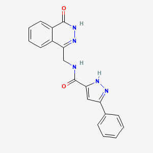 molecular formula C19H15N5O2 B2399996 N-((4-oxo-3,4-dihydrophthalazin-1-yl)methyl)-3-phenyl-1H-pyrazole-5-carboxamide CAS No. 1319206-45-5
