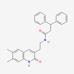N-(2-(6,7-dimethyl-2-oxo-1,2-dihydroquinolin-3-yl)ethyl)-3,3-diphenylpropanamide
