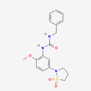 molecular formula C18H21N3O4S B2400004 1-Benzyl-3-(5-(1,1-dioxidoisothiazolidin-2-yl)-2-methoxyphenyl)urea CAS No. 1203011-01-1