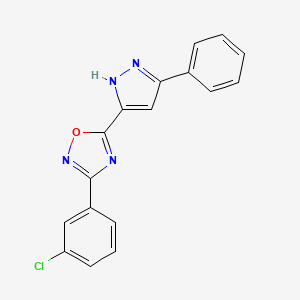 3-(3-chlorophenyl)-5-(3-phenyl-1H-pyrazol-5-yl)-1,2,4-oxadiazole