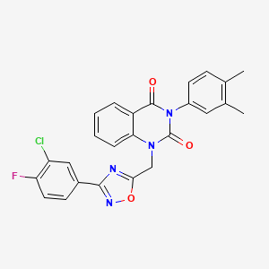 molecular formula C25H18ClFN4O3 B2400019 1-((3-(3-chloro-4-fluorophenyl)-1,2,4-oxadiazol-5-yl)methyl)-3-(3,4-dimethylphenyl)quinazoline-2,4(1H,3H)-dione CAS No. 1358941-69-1