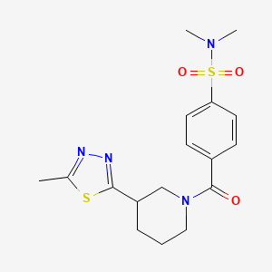 molecular formula C17H22N4O3S2 B2400021 N,N-dimethyl-4-(3-(5-methyl-1,3,4-thiadiazol-2-yl)piperidine-1-carbonyl)benzenesulfonamide CAS No. 1172547-25-9