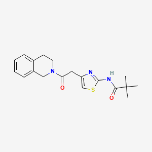 molecular formula C19H23N3O2S B2400030 N-(4-(2-(3,4-dihydroisoquinolin-2(1H)-yl)-2-oxoethyl)thiazol-2-yl)pivalamide CAS No. 923244-71-7