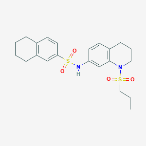 molecular formula C22H28N2O4S2 B2400038 N-(1-(propylsulfonyl)-1,2,3,4-tetrahydroquinolin-7-yl)-5,6,7,8-tetrahydronaphthalene-2-sulfonamide CAS No. 946249-35-0