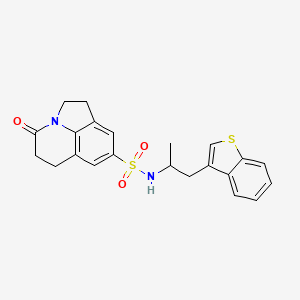 molecular formula C22H22N2O3S2 B2400040 N-(1-(benzo[b]thiophen-3-yl)propan-2-yl)-4-oxo-1,2,5,6-tetrahydro-4H-pyrrolo[3,2,1-ij]quinoline-8-sulfonamide CAS No. 2309796-75-4