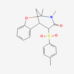 molecular formula C20H21NO4S B2400041 9,10-Dimethyl-12-(4-methylbenzenesulfonyl)-8-oxa-10-azatricyclo[7.3.1.0^{2,7}]trideca-2,4,6-trien-11-one CAS No. 1005259-29-9