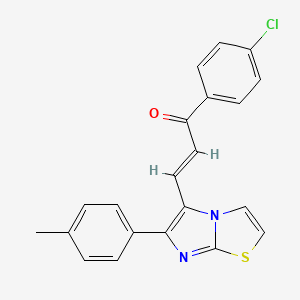 molecular formula C21H15ClN2OS B2400047 (E)-1-(4-chlorophenyl)-3-[6-(4-methylphenyl)imidazo[2,1-b][1,3]thiazol-5-yl]prop-2-en-1-one CAS No. 551930-84-8