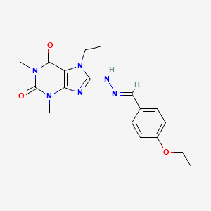 8-[(2E)-2-(4-ethoxybenzylidene)hydrazinyl]-7-ethyl-1,3-dimethyl-3,7-dihydro-1H-purine-2,6-dione