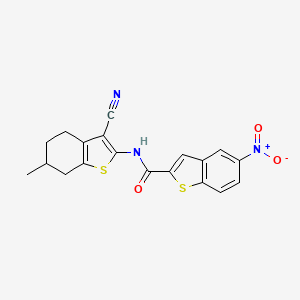 molecular formula C19H15N3O3S2 B2400075 N-(3-cyano-6-methyl-4,5,6,7-tetrahydro-1-benzothiophen-2-yl)-5-nitro-1-benzothiophene-2-carboxamide CAS No. 392325-59-6
