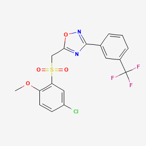 5-(((5-Chloro-2-methoxyphenyl)sulfonyl)methyl)-3-(3-(trifluoromethyl)phenyl)-1,2,4-oxadiazole