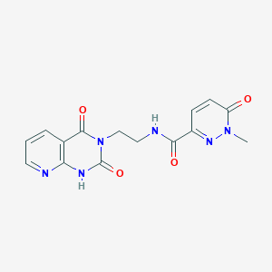 molecular formula C15H14N6O4 B2400077 N-(2-(2,4-dioxo-1,2-dihydropyrido[2,3-d]pyrimidin-3(4H)-yl)ethyl)-1-methyl-6-oxo-1,6-dihydropyridazine-3-carboxamide CAS No. 2034320-87-9