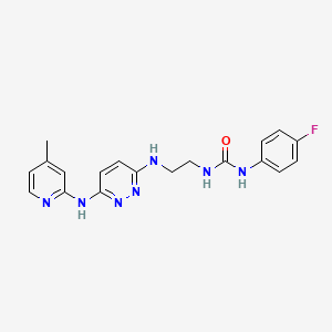 molecular formula C19H20FN7O B2400083 1-(4-氟苯基)-3-(2-((6-((4-甲基吡啶-2-基)氨基)嘧啶-3-基)氨基)乙基)脲 CAS No. 1021027-91-7