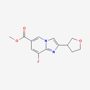 molecular formula C13H13FN2O3 B2400105 Methyl 8-fluoro-2-(oxolan-3-yl)imidazo[1,2-a]pyridine-6-carboxylate CAS No. 2470438-68-5