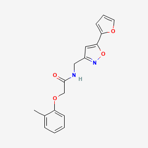 molecular formula C17H16N2O4 B2400106 N-((5-(furan-2-yl)isoxazol-3-yl)methyl)-2-(o-tolyloxy)acetamide CAS No. 1105204-75-8