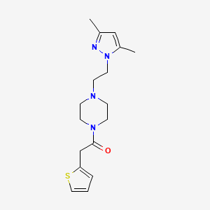 1-(4-(2-(3,5-dimethyl-1H-pyrazol-1-yl)ethyl)piperazin-1-yl)-2-(thiophen-2-yl)ethanone