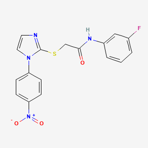 N-(3-fluorophenyl)-2-[1-(4-nitrophenyl)imidazol-2-yl]sulfanylacetamide