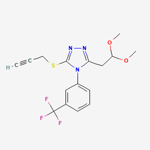 molecular formula C16H16F3N3O2S B2400118 3-(2,2-dimethoxyethyl)-5-(2-propynylsulfanyl)-4-[3-(trifluoromethyl)phenyl]-4H-1,2,4-triazole CAS No. 303995-40-6