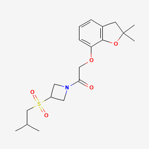 molecular formula C19H27NO5S B2400135 2-((2,2-二甲基-2,3-二氢苯并呋喃-7-基)氧基)-1-(3-(异丁基磺酰基)氮杂环丁-1-基)乙酮 CAS No. 1797632-40-6