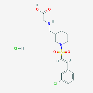 molecular formula C16H22Cl2N2O4S B2400154 2-[[1-[(E)-2-(3-Chlorophenyl)ethenyl]sulfonylpiperidin-3-yl]methylamino]acetic acid;hydrochloride CAS No. 1808845-46-6