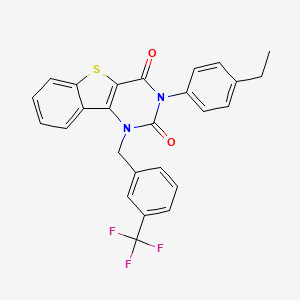 molecular formula C26H19F3N2O2S B2400158 3-(4-ethylphenyl)-1-[3-(trifluoromethyl)benzyl][1]benzothieno[3,2-d]pyrimidine-2,4(1H,3H)-dione CAS No. 893785-89-2