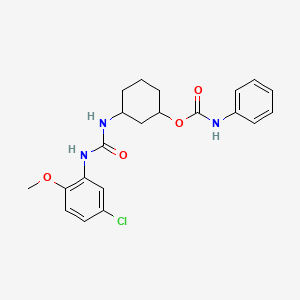 molecular formula C21H24ClN3O4 B2400160 3-(3-(5-氯-2-甲氧基苯基)脲基)环己基苯基氨基甲酸酯 CAS No. 1351615-81-0