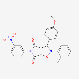 molecular formula C25H21N3O6 B2400168 3-(4-甲氧基苯基)-5-(3-硝基苯基)-2-(邻甲苯基)二氢-2H-吡咯并[3,4-d]异恶唑-4,6(5H,6aH)-二酮 CAS No. 612046-46-5