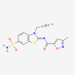 molecular formula C15H12N4O4S2 B2400180 (E)-3-甲基-N-(3-(2-丙炔-1-基)-6-磺酰基苯并[d]噻唑-2(3H)-亚甲基)异恶唑-5-甲酰胺 CAS No. 946206-14-0