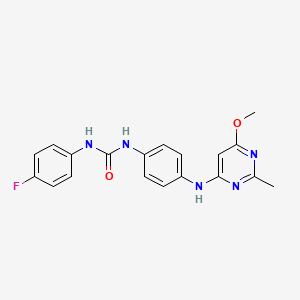 molecular formula C19H18FN5O2 B2400188 1-(4-Fluorophenyl)-3-(4-((6-methoxy-2-methylpyrimidin-4-yl)amino)phenyl)urea CAS No. 946303-41-9