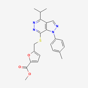 molecular formula C22H22N4O3S B2400193 methyl 5-(((4-isopropyl-1-(p-tolyl)-1H-pyrazolo[3,4-d]pyridazin-7-yl)thio)methyl)furan-2-carboxylate CAS No. 1207039-93-7