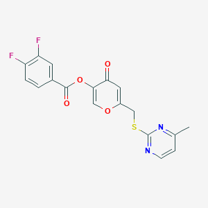 molecular formula C18H12F2N2O4S B2400195 [6-[(4-Methylpyrimidin-2-yl)sulfanylmethyl]-4-oxopyran-3-yl] 3,4-difluorobenzoate CAS No. 877636-09-4