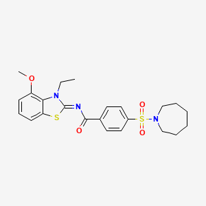 molecular formula C23H27N3O4S2 B2400196 (Z)-4-(azepan-1-ylsulfonyl)-N-(3-ethyl-4-methoxybenzo[d]thiazol-2(3H)-ylidene)benzamide CAS No. 533868-61-0