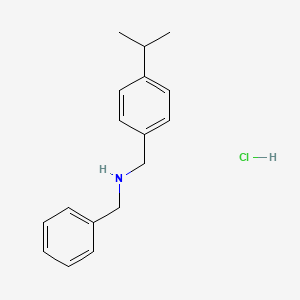 molecular formula C17H22ClN B2400198 Benzyl-(4-isopropyl-benzyl)-amine hydrochloride CAS No. 1049723-27-4