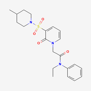 molecular formula C21H27N3O4S B2400208 N-ethyl-2-(3-((4-methylpiperidin-1-yl)sulfonyl)-2-oxopyridin-1(2H)-yl)-N-phenylacetamide CAS No. 1251669-85-8