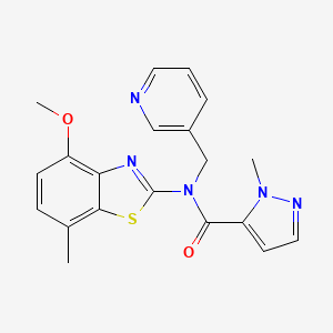 N-(4-methoxy-7-methylbenzo[d]thiazol-2-yl)-1-methyl-N-(pyridin-3-ylmethyl)-1H-pyrazole-5-carboxamide