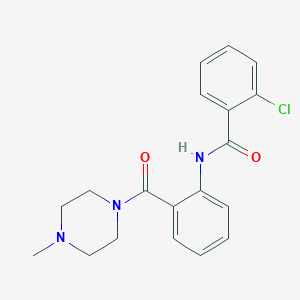 molecular formula C19H20ClN3O2 B240024 2-chloro-N-{2-[(4-methyl-1-piperazinyl)carbonyl]phenyl}benzamide 