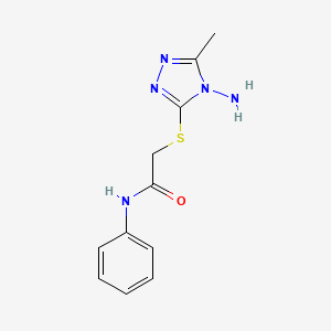 molecular formula C11H13N5OS B2400254 2-((4-amino-5-methyl-4H-1,2,4-triazol-3-yl)thio)-N-phenylacetamide CAS No. 325994-74-9