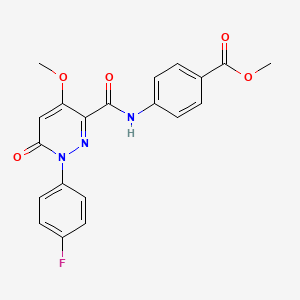 molecular formula C20H16FN3O5 B2400284 4-[[1-(4-氟苯基)-4-甲氧基-6-氧代吡ridazine-3-羰基]氨基]苯甲酸甲酯 CAS No. 921539-75-5