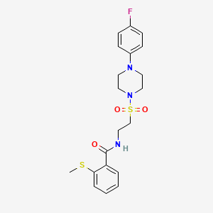 molecular formula C20H24FN3O3S2 B2400285 N-(2-((4-(4-fluorophenyl)piperazin-1-yl)sulfonyl)ethyl)-2-(methylthio)benzamide CAS No. 897619-01-1