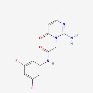 molecular formula C13H12F2N4O2 B2400287 2-[2-amino-4-methyl-6-oxo-1(6H)-pyrimidinyl]-N~1~-(3,5-difluorophenyl)acetamide CAS No. 1251574-67-0