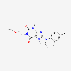 molecular formula C21H25N5O3 B2400288 6-(2,4-Dimethylphenyl)-2-(2-ethoxyethyl)-4,7-dimethylpurino[7,8-a]imidazole-1,3-dione CAS No. 878727-37-8