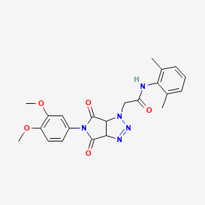 molecular formula C22H23N5O5 B2400289 2-[5-(3,4-dimethoxyphenyl)-4,6-dioxo-4,5,6,6a-tetrahydropyrrolo[3,4-d][1,2,3]triazol-1(3aH)-yl]-N-(2,6-dimethylphenyl)acetamide CAS No. 1052610-40-8