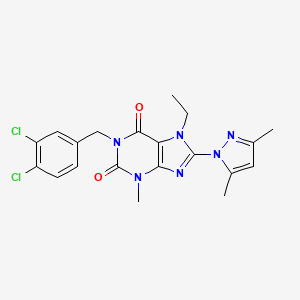 molecular formula C20H20Cl2N6O2 B2400295 1-(3,4-二氯苄基)-8-(3,5-二甲基-1H-吡唑-1-基)-7-乙基-3-甲基-1H-嘌呤-2,6(3H,7H)-二酮 CAS No. 1013876-23-7