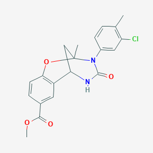 molecular formula C20H19ClN2O4 B2400323 methyl 3-(3-chloro-4-methylphenyl)-2-methyl-4-oxo-3,4,5,6-tetrahydro-2H-2,6-methanobenzo[g][1,3,5]oxadiazocine-8-carboxylate CAS No. 899743-13-6