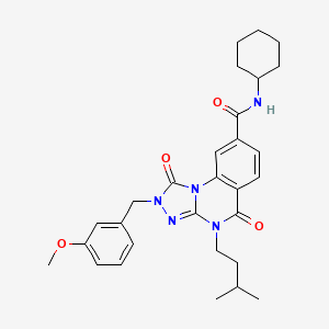 molecular formula C29H35N5O4 B2400324 N-cyclohexyl-2-(3-methoxybenzyl)-4-(3-methylbutyl)-1,5-dioxo-1,2,4,5-tetrahydro[1,2,4]triazolo[4,3-a]quinazoline-8-carboxamide CAS No. 1223794-37-3
