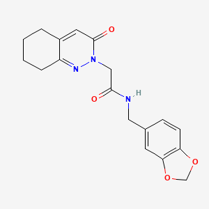 molecular formula C18H19N3O4 B2400328 N-(benzo[d][1,3]dioxol-5-ylmethyl)-2-(3-oxo-5,6,7,8-tetrahydrocinnolin-2(3H)-yl)acetamide CAS No. 933238-34-7