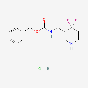 molecular formula C14H19ClF2N2O2 B2400330 Benzyl ((4,4-difluoropiperidin-3-yl)methyl)carbamate hydrochloride CAS No. 1823395-51-2