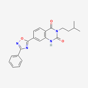 molecular formula C21H20N4O3 B2400334 3-isopentyl-7-(3-phenyl-1,2,4-oxadiazol-5-yl)quinazoline-2,4(1H,3H)-dione CAS No. 1358438-62-6