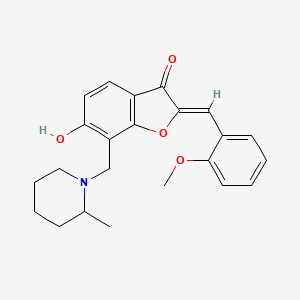 molecular formula C23H25NO4 B2400339 (2Z)-6-hydroxy-2-(2-methoxybenzylidene)-7-[(2-methylpiperidin-1-yl)methyl]-1-benzofuran-3(2H)-one CAS No. 869077-44-1